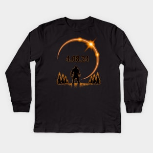 Solar Eclipse 2024 Bigfoot, April 8 2024, Celestial, Eclipse Lover, Eclipse Event 2024 Kids Long Sleeve T-Shirt